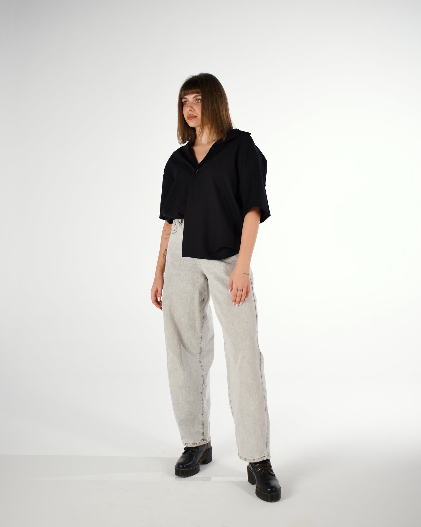 Oversized Egyptian cotton short sleeved shirt - LUNATIQS