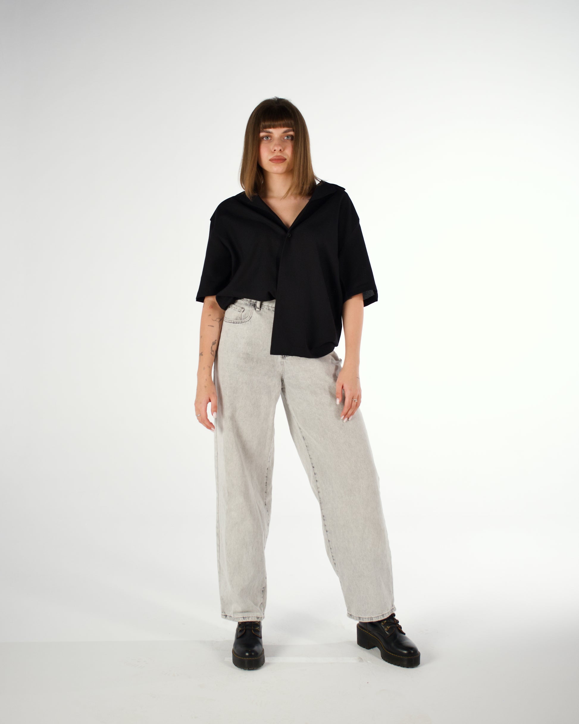 Oversized Egyptian cotton short sleeved shirt - LUNATIQS