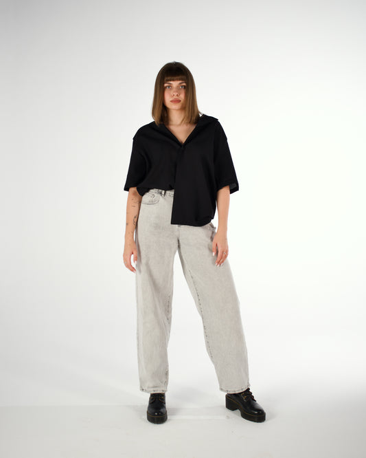 Oversized Egyptian cotton short sleeved shirt
