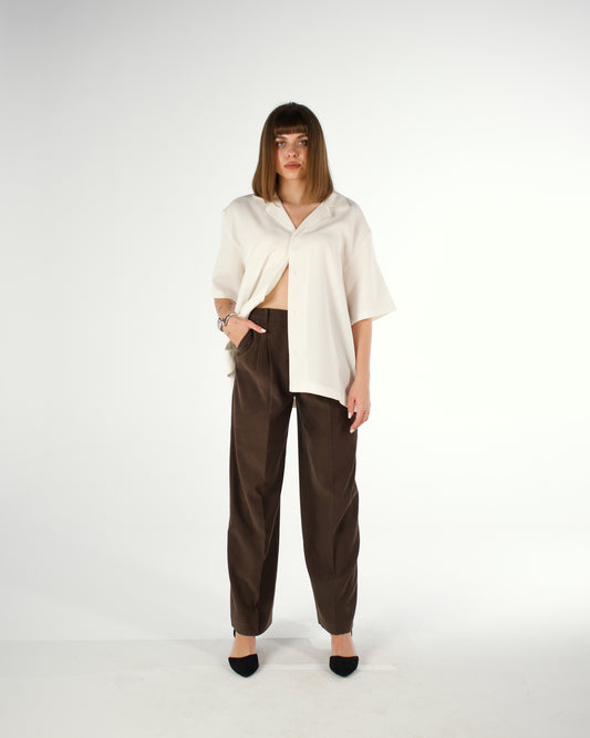 Oversized Egyptian cotton short sleeved shirt