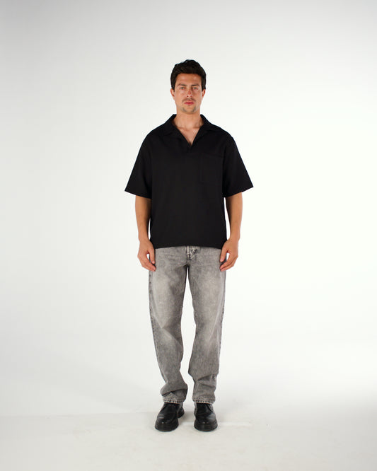 Oversized Egyptian cotton short sleeved polo shirt